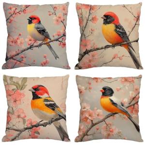 Funda Cojin 65x65 cm,Juego de 4 Fundas de Cojines Retro Ter…