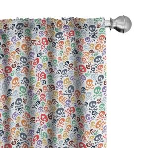 ABAKUHAUS Vistoso Juego de 2 Paños Cortinas, Cráneo de Hall…