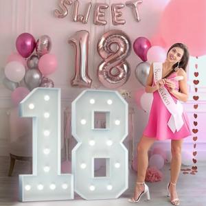 120cm Blanco Números Luminosos Decoración 18 Cumpleaños Bau…