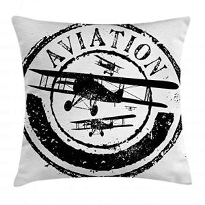 ABAKUHAUS Avión Vintage Funda para Almohada, Estilo Desgast…