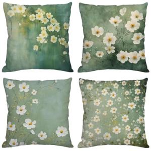 Fundas Cojines 70x70 cm Juego de 4 Verde Salvia Cojines Ext…