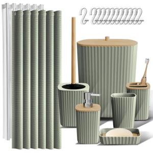 Clara Clark Juego de 20 Accesorios de baño Verde Salvia, Ju…