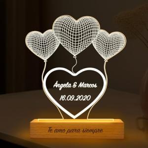 Transparent Gift Lámpara Personalizada con Nombres y Fecha…