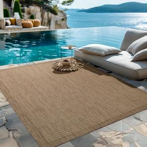 HomebyHome Alfombra Exterior Interior 140 x 200 cm Marrón R…