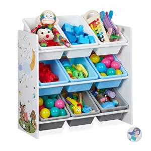 Relaxdays Estantería Infantil, 9 Cajas Almacenaje, Hoguera,…