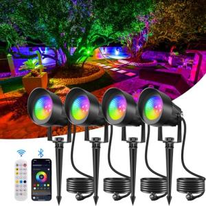 NATPOW RGB Focos Led Exterior, Luces Exterior Jardin con Es…