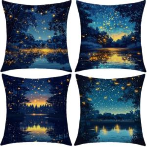 Cielo estrellado Cojines Exterior Impermeable Terciopelo Gr…