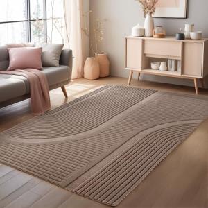 HomebyHome Alfombra Bohemio Unicolor Escandinava Beige 160x…