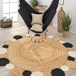 Paco Home Alfombra Redonda Salón Yute Boho Motivo Étnico Mo…