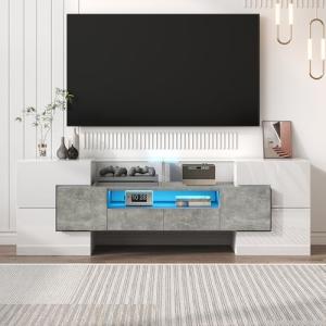 Elegante mueble de TV de color blanco brillante de 145 cm c…