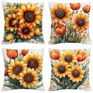 Funda Cojin 70x70 cm, Juego de 4 Fundas de Cojines Blanco L…