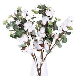 VINFUTUR 6pcs Ramos Flores Algodón Blanca Artificiales Plan…