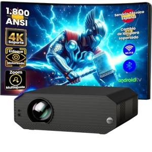 Proyector 4K, Unicview K5000, 1800 ANSI lúmenes, Videoproye…