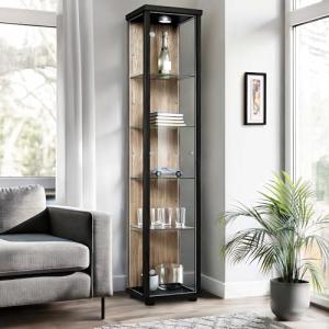 K-Möbel Vitrina de Cristal en Roble Sonoma/Negro (176x37x33…