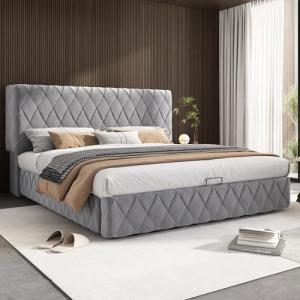 Moimhear Cama doble de 160 x 200 cm, tapizada, cama de alma…