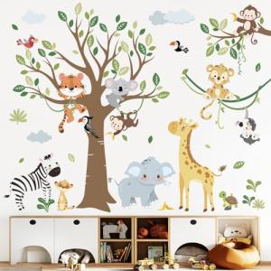 decalmile Pegatinas de Pared Animales de la Jungla Árbol Vi…
