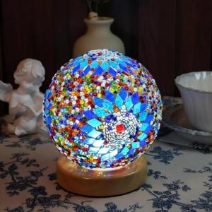 HyDlan Lámpara de mesita de noche de cristal, estilo bohemi…