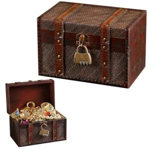 Cofre del Tesoro de Madera Vintage con Cerradura de Combina…