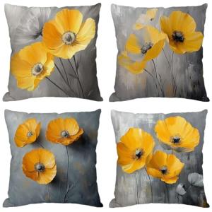 Fundas Cojines 70x70 cm Juego de 4 Gris Cojines Exterior Im…