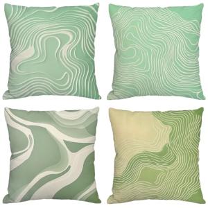 Fundas Cojines 70x70 cm Juego de 4 Verde Salvia Cojines Ext…