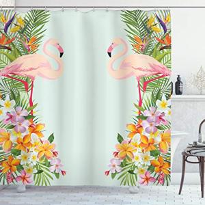 ABAKUHAUS Flamenco Cortina de Baño, Tropic Flores Animales,…