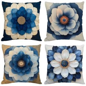 Azul Cojines Exterior Impermeable Lino Fundas Cojines 70x70…
