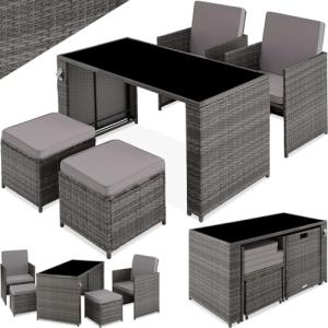 TecTake® Conjunto Jardín Exterior de Ratán y Acero, Muebles…