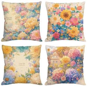 Amarillo Cojines Exterior Impermeable Lino Fundas Cojines 8…