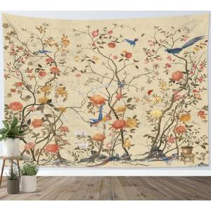 LB Tapiz de Pared Vintage Floral Colgar de Pared Pájaro en…