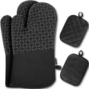 MILcea Manoplas Horno, Juego de 2 Guantes Horno y 2 agarrad…