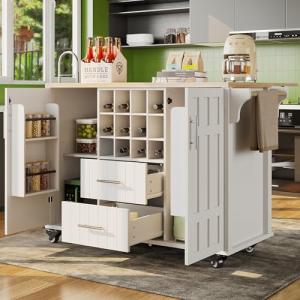 Oslghy Isla De Cocina, Carro de Cocina con Encimera Extensi…