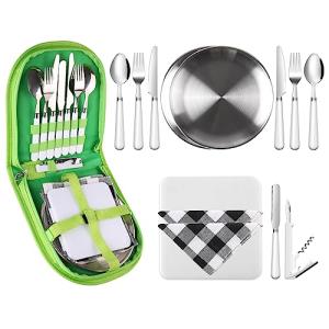 Odoland Kit Vajilla Picnic para 2 Personas, Juego Cubiertos…