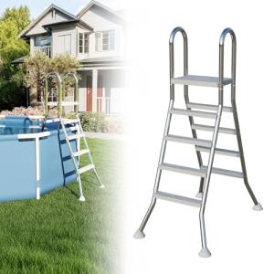 Froadp Escalera de piscina de acero inoxidable con 4 peldañ…