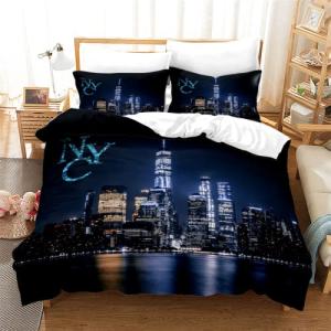WJYMJJ Juego de Cama Vista Nocturna de la Ciudad de Nueva Y…