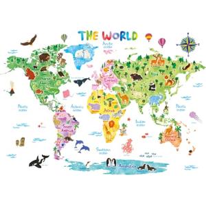 DECOWALL DL3-1615 Extra Grande Mapamundi Animales (140x106…