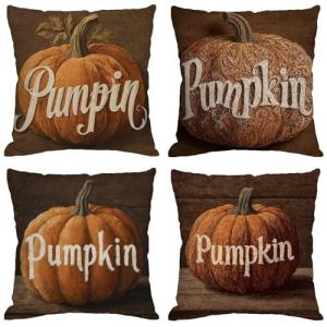 Funda Cojin 80x80 cm, Juego de 4 Fundas de Cojines Otoño Li…