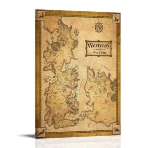 TSNKNP Westeros And Fire Cities Map Poster Pintura Decorati…