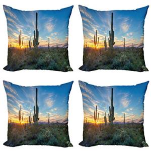 ABAKUHAUS Saguaro Set de 4 Fundas para Cojín, Noon Cactus,…