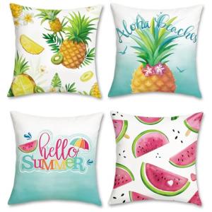 Bonhause Fundas Cojines Verano Fruta 45 x 45 cm Funda de Al…