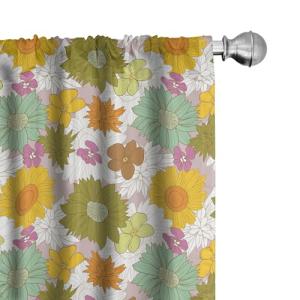 ABAKUHAUS Flor Juego de 2 Paños Cortinas, Retro Fresco Tema…