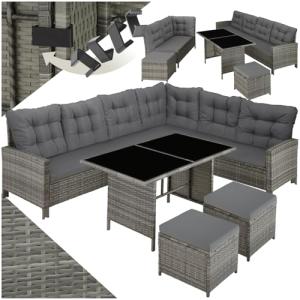 TecTake® Conjunto Jardín de Ratán Mesa y Cojines, Conjunto…