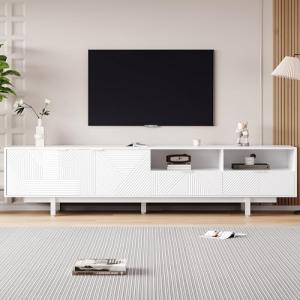 HAINEW Mueble para TV con 2 puertas y 2 cajones, moderno, 2…