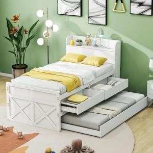 Moimhear Cama individual de madera maciza de pino, 90 x 190…