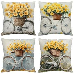 Funda Cojin 80x80 cm, Juego de 4 Fundas de Cojines Amarillo…