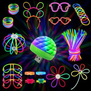 MOSSNDAR Pulseras Luminosas Fluorescentes, 229pcs Barras Lu…