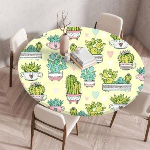 Chickwin Mantel Antimanchas Redondo, Lindo Estampado Botáni…