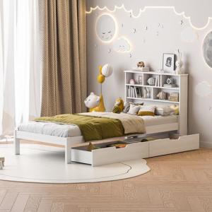 BRILVERDE Cama individual de 90 x 200 cm con espacio de alm…