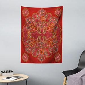 ABAKUHAUS Mandala Roja Tapiz de Pared y Cubrecama Suave, Pa…