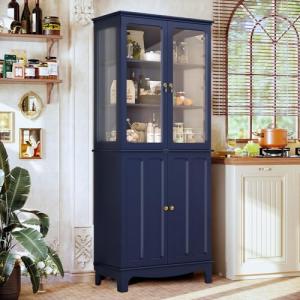 HOLTICO Armario de cocina independiente con puerta de crist…