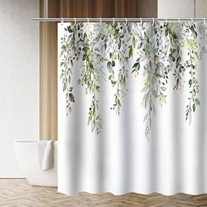 KAONESS Cortina de ducha de 180 x 200 cm, diseño de plantas…